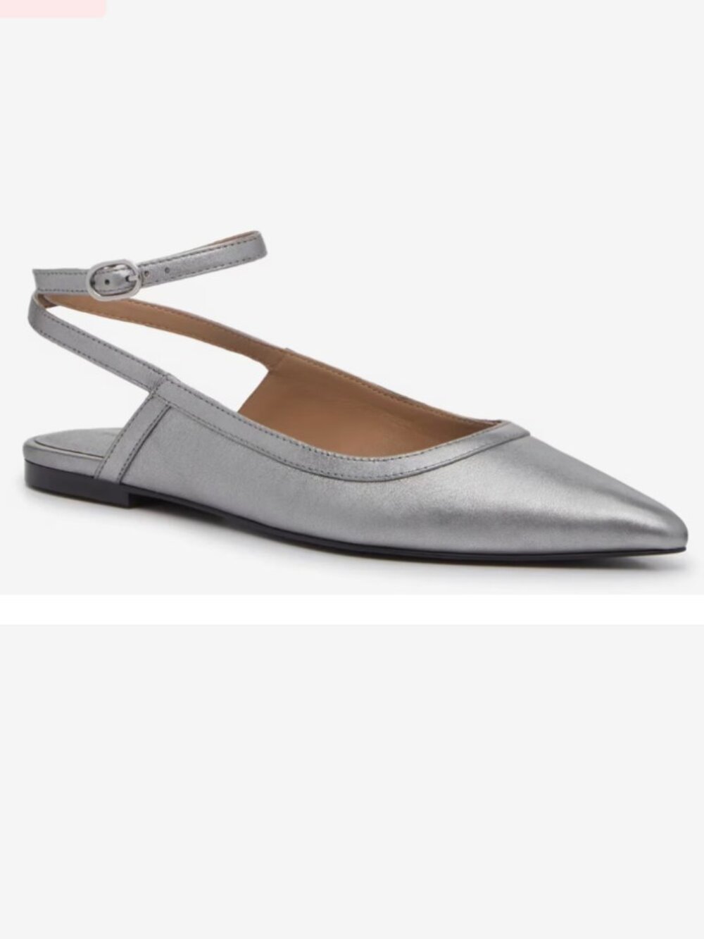 Free People Jules Flats Silver Metallic Pointed Toe Balletcore French Girl Chic